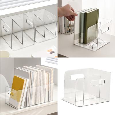 Contemporary Office Desk Organizer Adjustable Compartments Bookshelf Plastic Construction Home Book Storage Solution