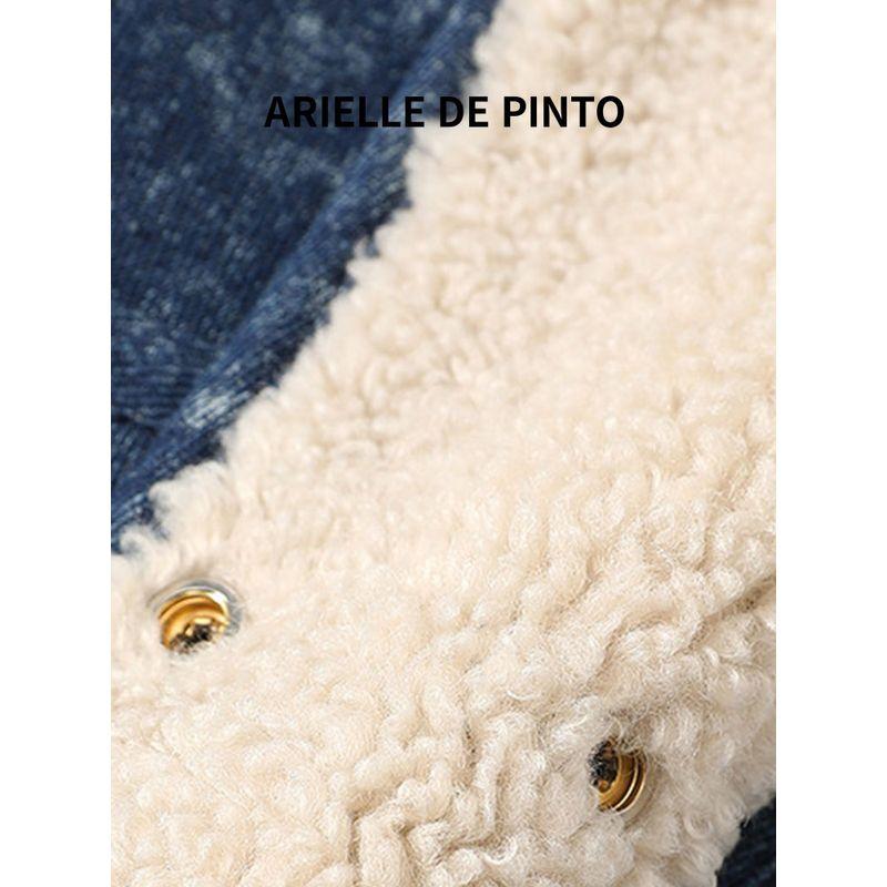 French Arielle De Pinto Girls' Winter Denim Jacket Warm Clothing Thickened Wool Sweater