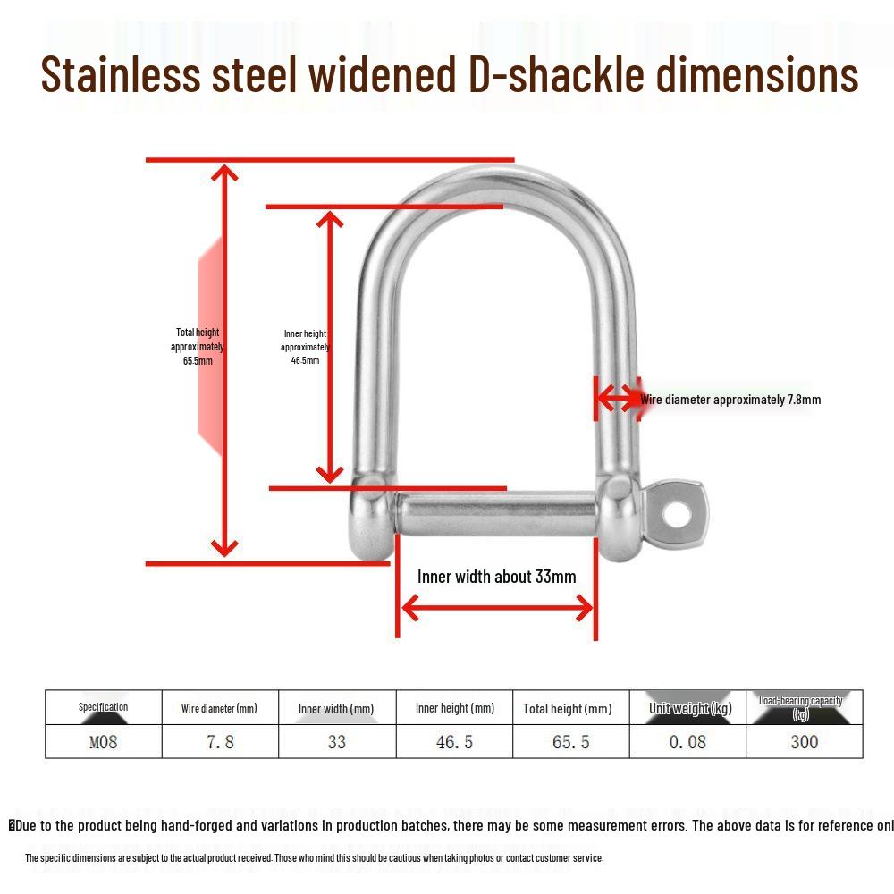 Widened U-Shackle, 316 Stainless Steel D-Shackle, Marine Hardware Accessories