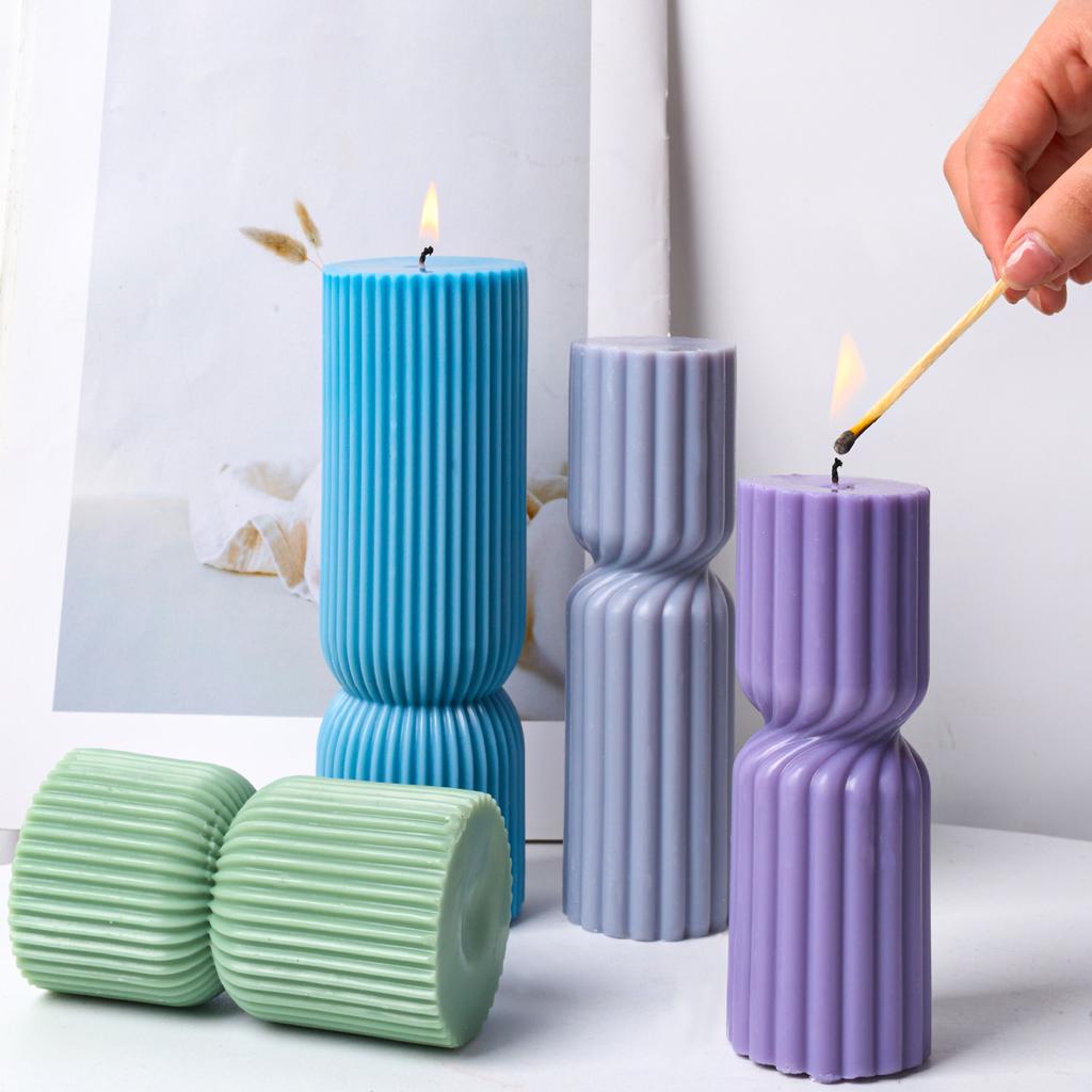 Nordisk Stil Cylindrisk Ljus Silikonform Aromaterapiljus Tvåltillverkning DIY Gips Harts Hantverk Gjutformar Hem Bordsdekoration