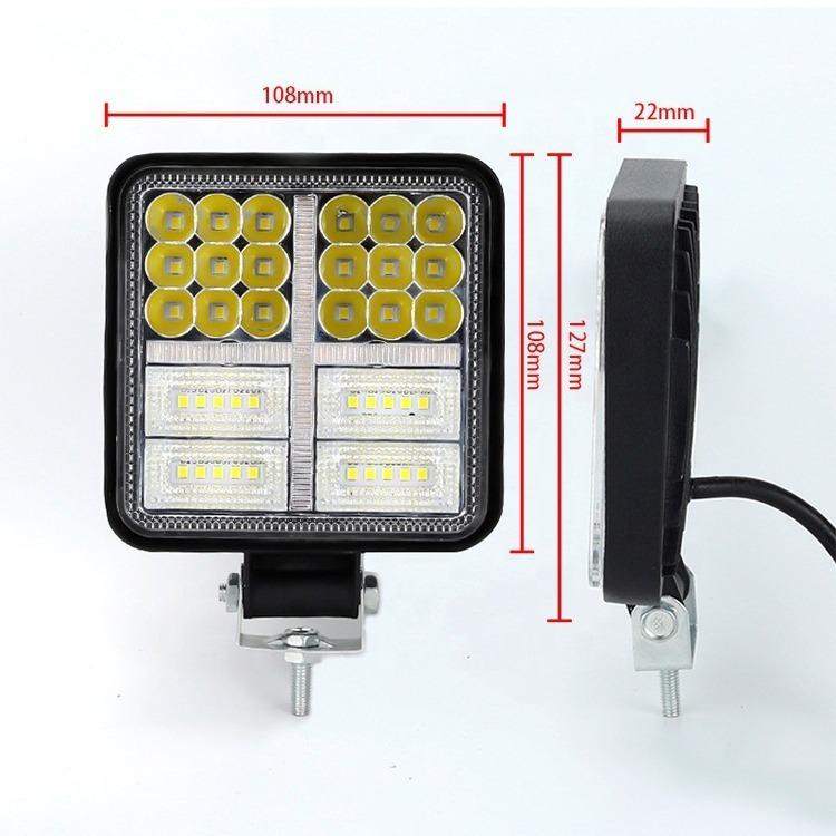 114W Square LED Work Light For Car Truck High Brightness Off Road Fog Lamp Headlight