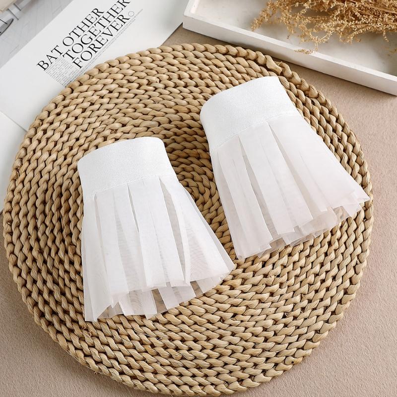 1 Pair Detachable Shirt Fake Sleeve Cuffs Fashion Pleated Horn Cuff Layered Lace Cuff False Sleeves Sunscreen Decorated