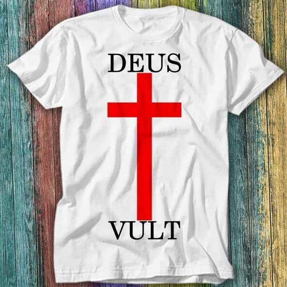 

Deus Vult Catholic Religion Christian Crusade Bible T Shirt Top Tee 447 L
