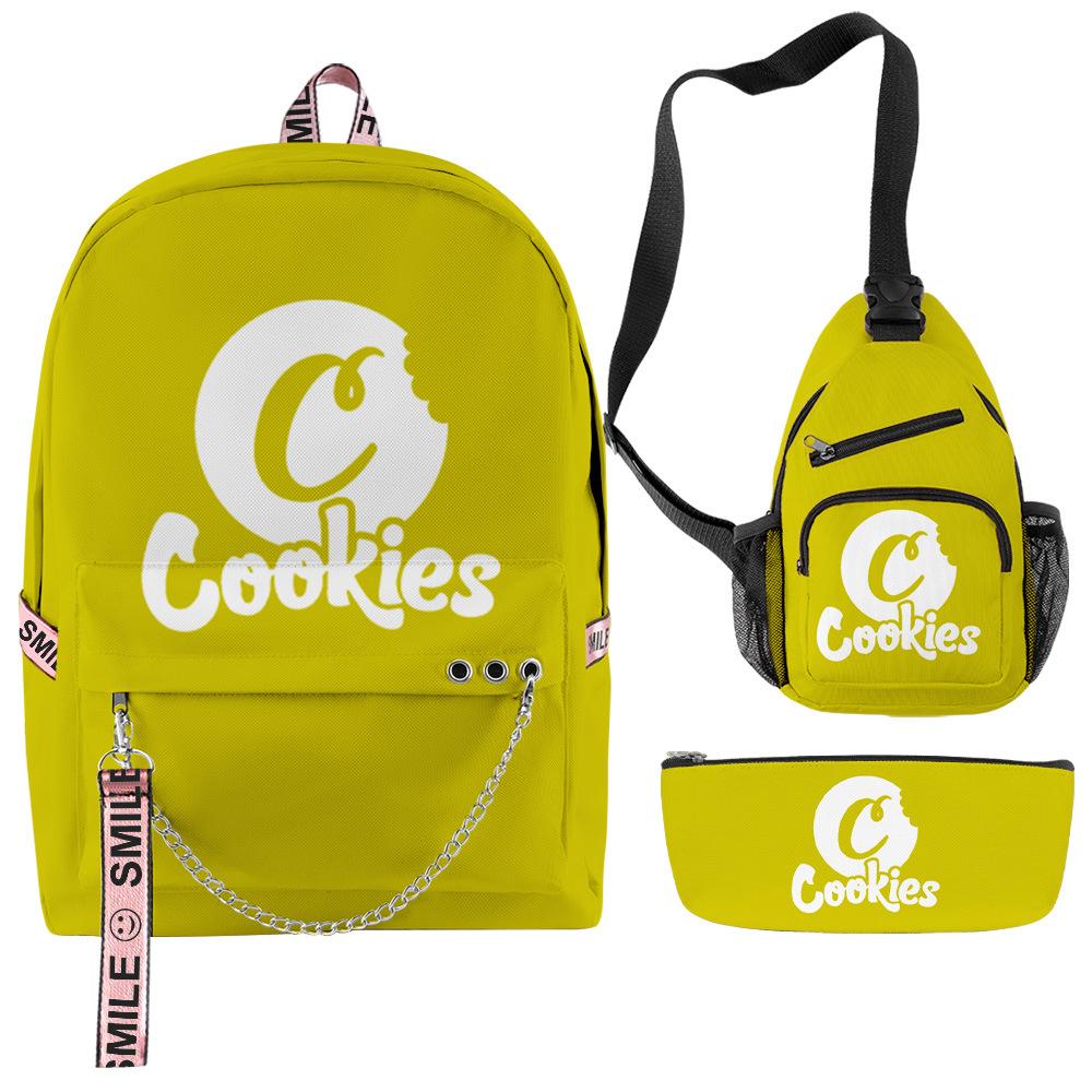 Cook 3D Digital Color Printing Set Oxford Cloth Waterproof Backpack Student Bag Three-piece backpack set