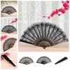 Black Spanish Style Dance Party Wedding Lace Silk Folding Hand Held Flower Fan