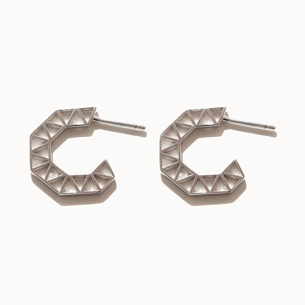 J.Lauren Silver Hexagon Silver Hoop Earrings M03628