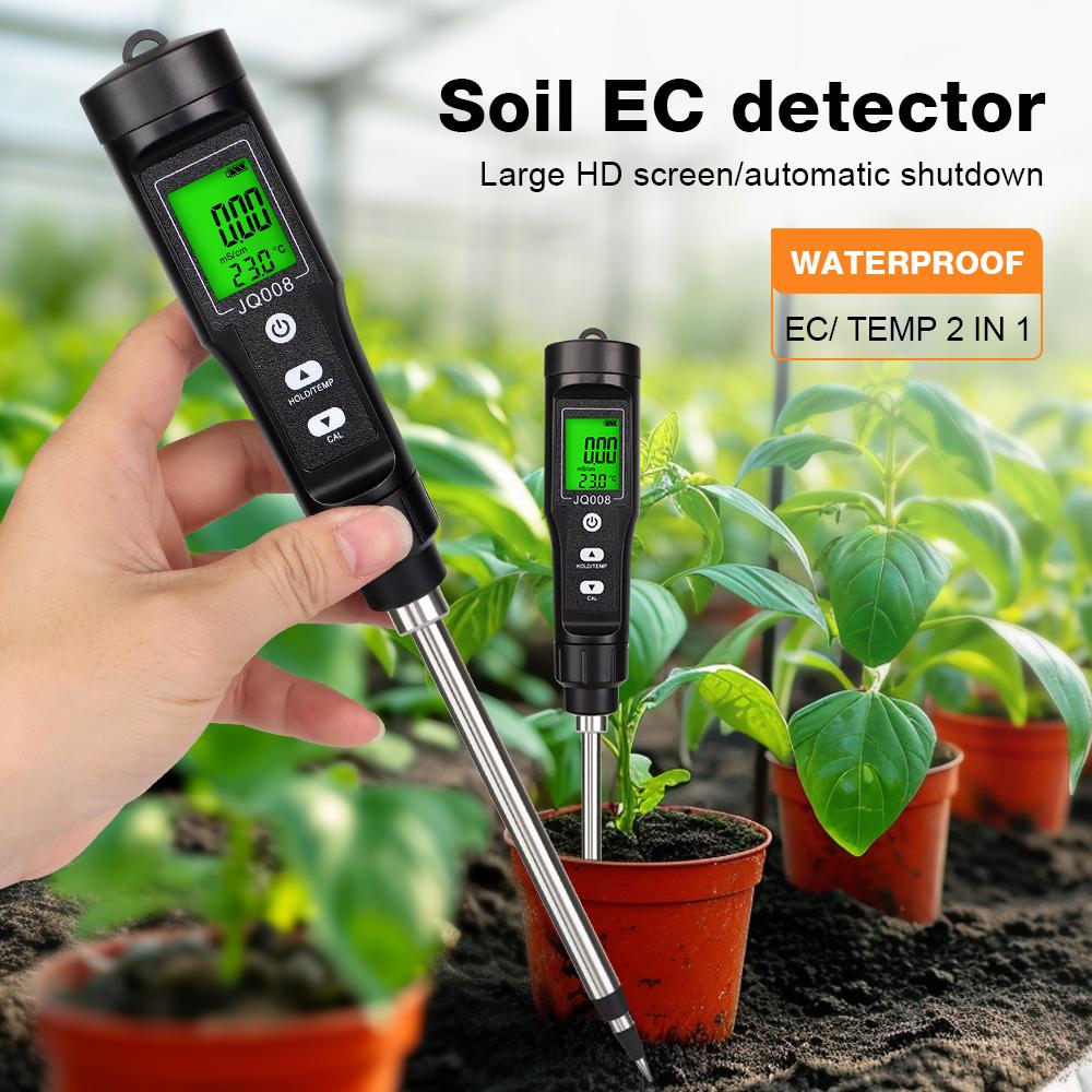 0.00-10.00 MS/cm -30°C-80.0°C LCD EC TEMP 2 In 1 Soil Tester Soil Detector Analyzer for Potted Plants Flower Gardening Farming