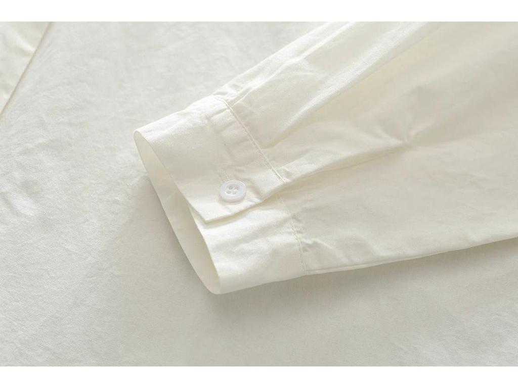 2025 Spring & Autumn Women's Embroidered Long Sleeve White Shirt - Fresh, Versatile, Age-Reducing Student Fashion