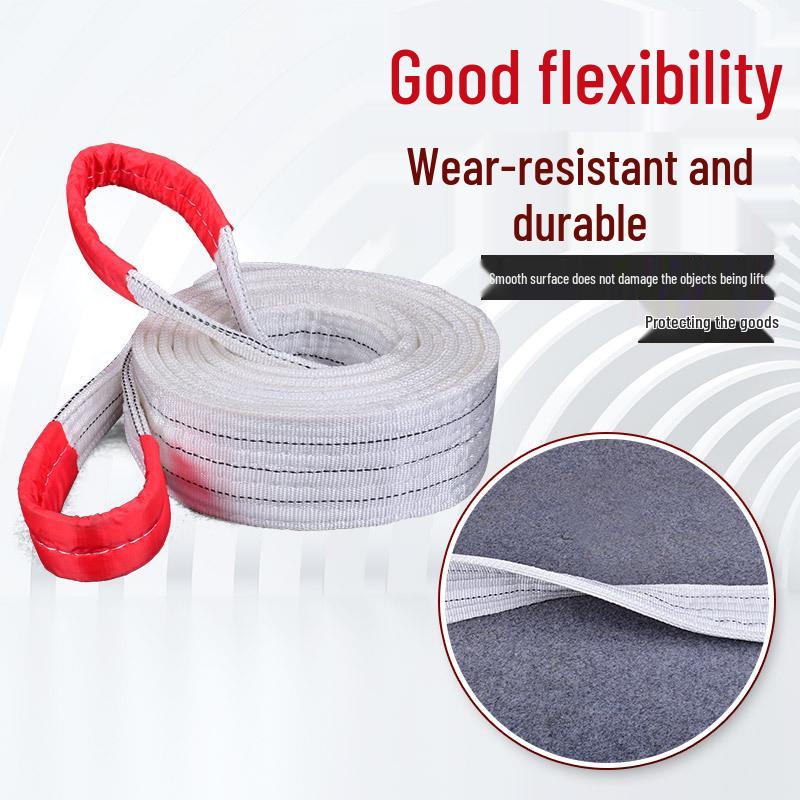 National Standard White Double Eye Lifting Sling, Hoist Crane Sling, 5/3/2 Ton Tow Strap