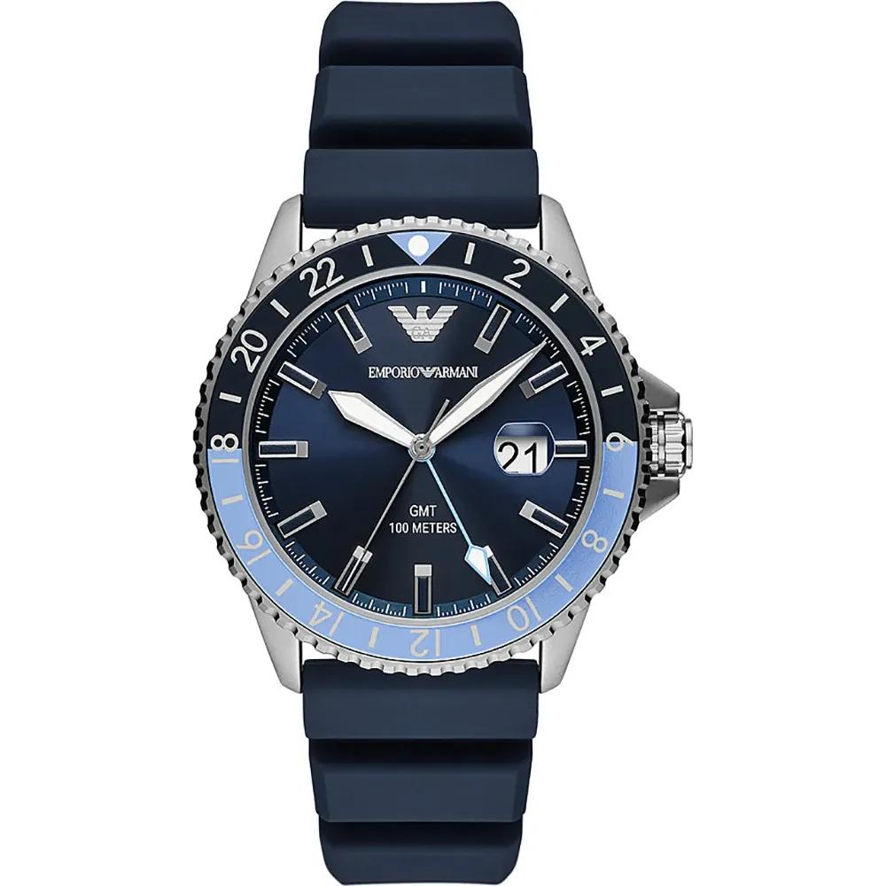 Emporio Armani Diver GMT Blue Silicone Men s Quartz Watch AR11592 синий