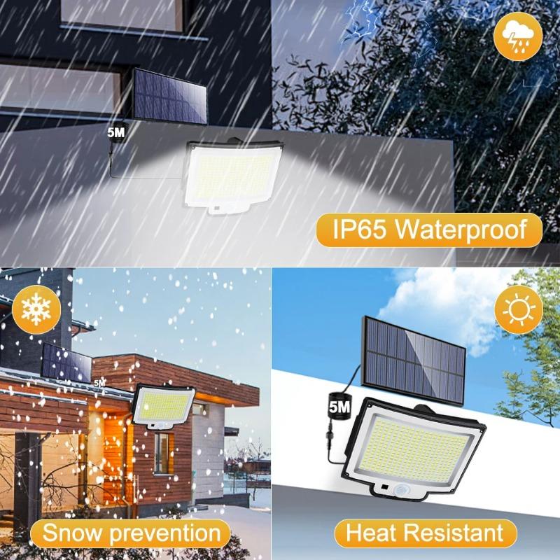 190/200 LED Solar Light Outdoor Super Bright 3 Modes Motion Sensor Wall Lamp IP65 Waterproof Street Light with Remote for Garden