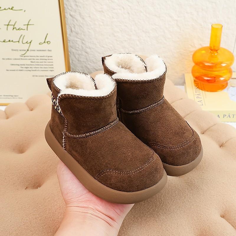 

Kids Winter Snow Boots Thickened Anti Slip Warm Short Boots Boys Girls Simple Cotton Shoes size 22 малиновый