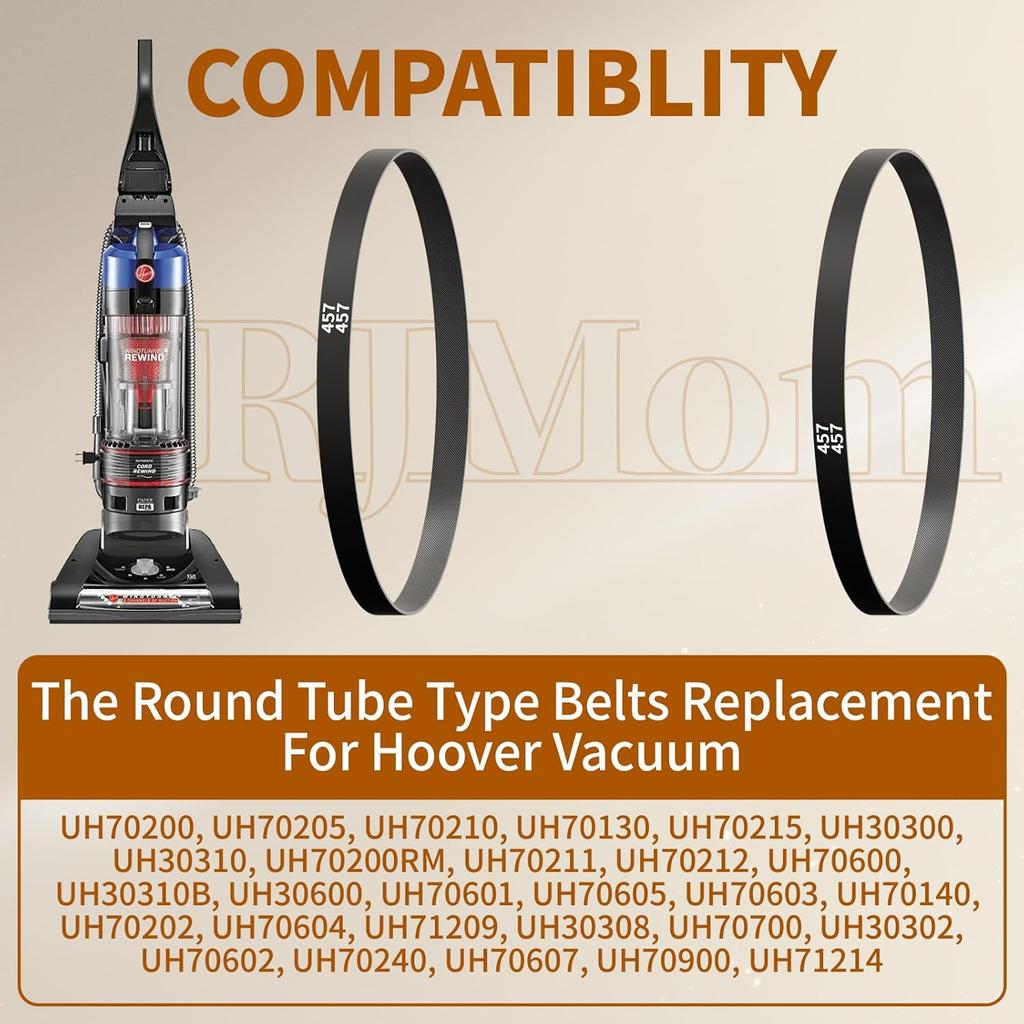562289001 Vacuum Belt MS 12.8X457 Belt for Hoover Vacuum Belt Replacement (2 Pcs) - Fits Hoover Windtunnel T Series Vacuum Cleaner Models UH30310