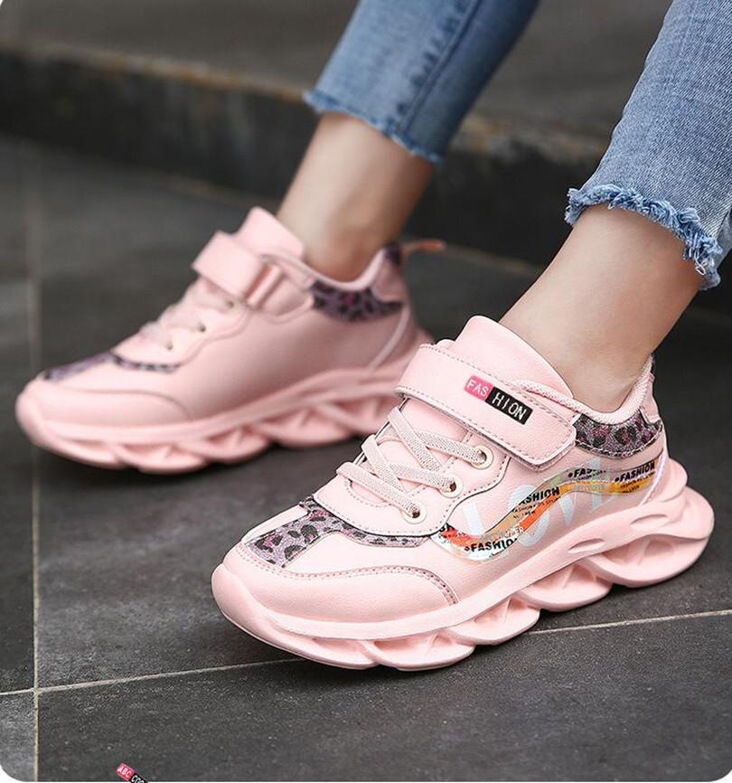 Autumn Pink Kids Sneakers Lightweight Girls Running Sport Shoes Boys Fashion Casual Walking Shoes Children Pu Leather Tenis Snea