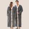 Halat de baie de pluș pentru bărbați, cu nasturi, lung, halat de casă, iarnă, cald, SPA, lână, prafier, halat cu buzunar, flanel, lungime completă, croială largă, cămașă de noapte, îmbrăcăminte de dormit pentru bărbați