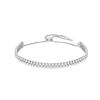 Bracciale Sottile Classico Doppio Filo Interamente Pavé Regolabile Donna Oro Bianco 5221397