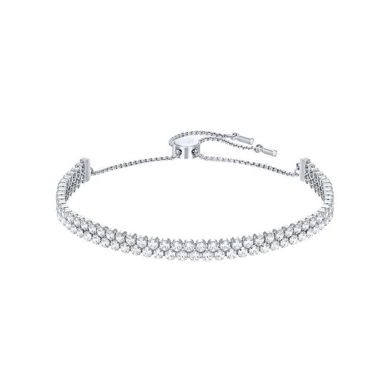 Swarovski Subtle Classic Full Diamond Double Chain Adjustable Bracelet Women bracelet White-Gold 5221397 Box (Random Color)