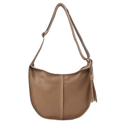 Taška přes rameno crossbody z pravé kůže barvy mléčného čaje [Notre Favorie], Dámská, Taška, Velká, Reedy,