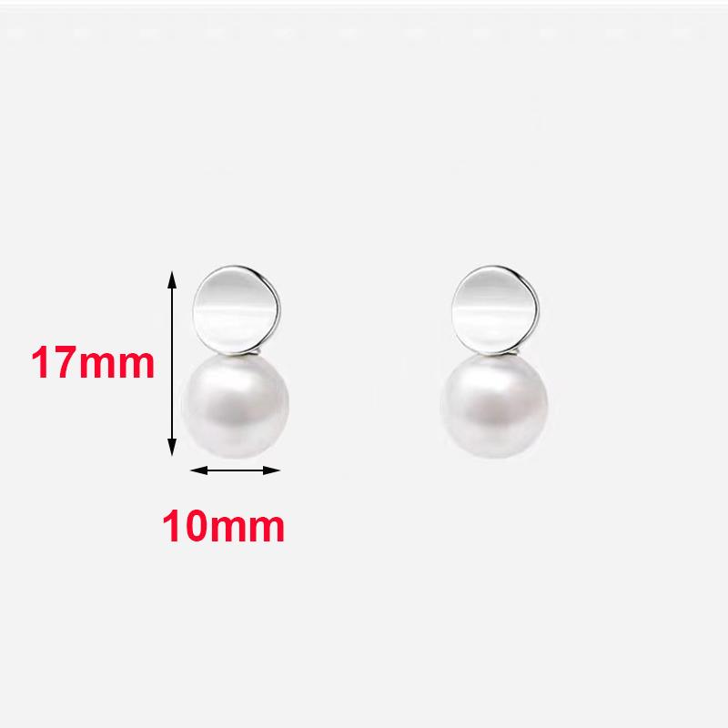 Real 925 Silver Frosted Round Pearl Stud Earrings For Women Classic Fine Jewelry Light Accessories In Summer
