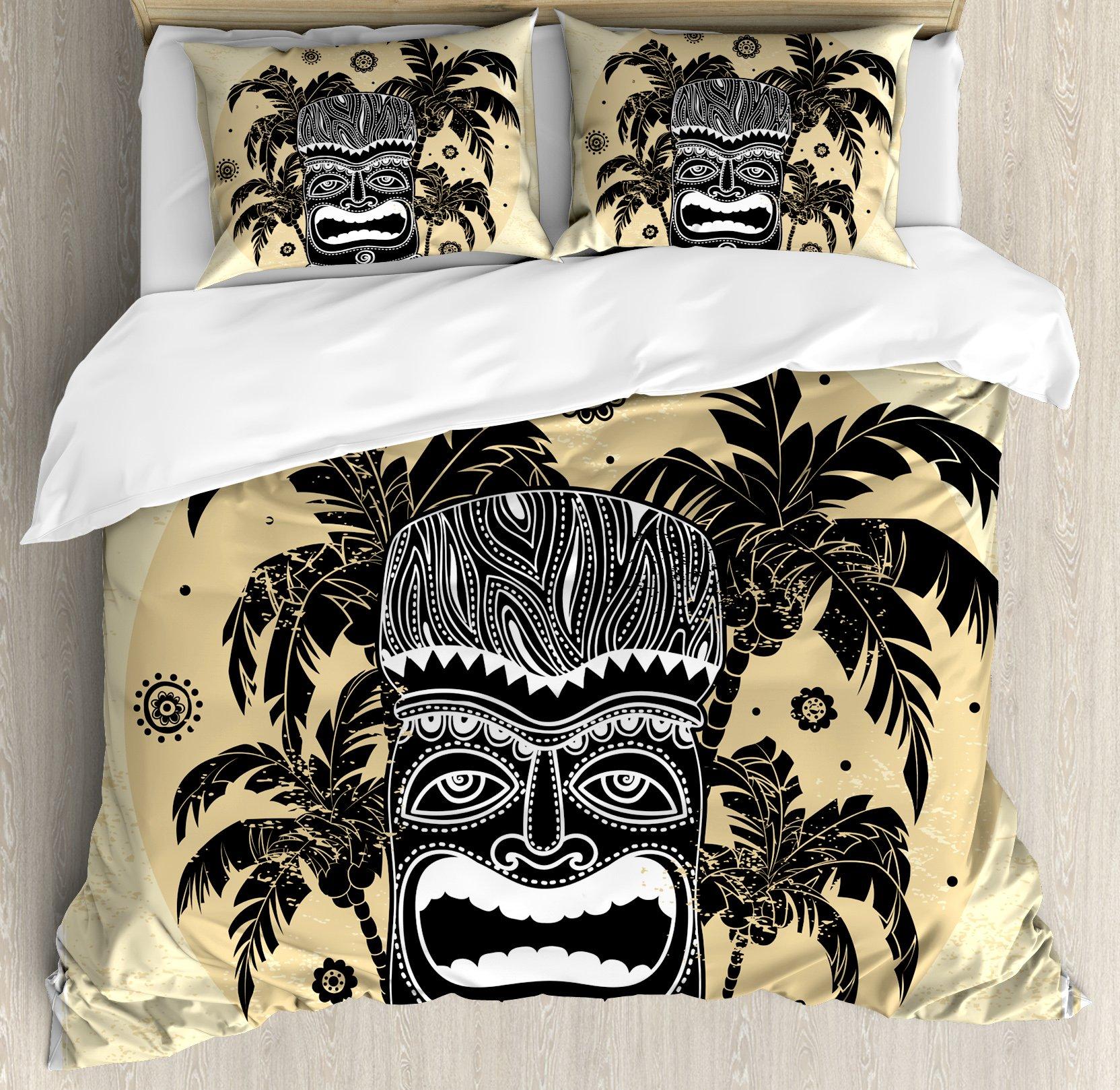 

Tiki Bar Duvet Cover Set For Teens Adults Queen King Lightweight Quilt Covers Aboriginal Art Patterns Bedding Sets Bedroom Decor EU Single(135*200cm)3pcs