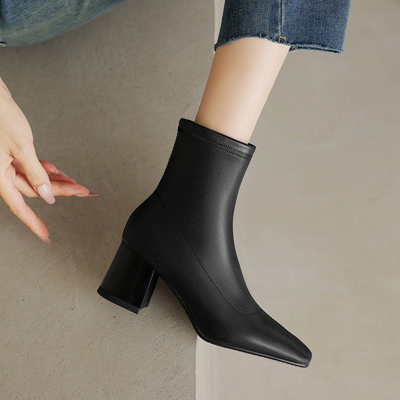 Krazing Pot Mikrovlákno Zimní Střední Podpatky Chelsea Boty Dámské Zip Velikost 43 Street Wear Strečové Kotníkové Boty