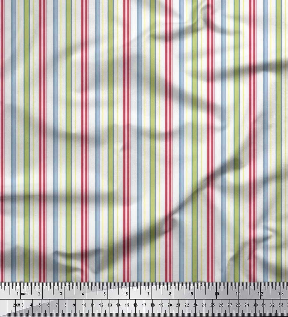 

Японська креп-сатин Soimoi Тканина з вертикальними смужками, принт на метри 42 дюйми 42 Inch Wide - Poly Crepe білий