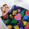Sacred Hearts Mexican Folk Art Throw Blanket wednesday Furry Shaggy Personalized Gift Blankets