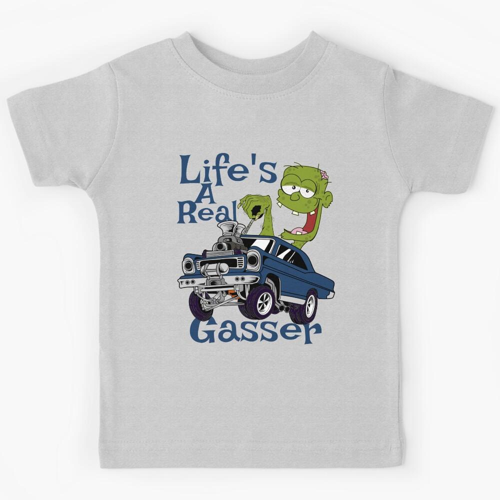 Hot Rod Gasser Cartoon Outlaw Drag Racing Blown Street Car Kids T-Shirt 160