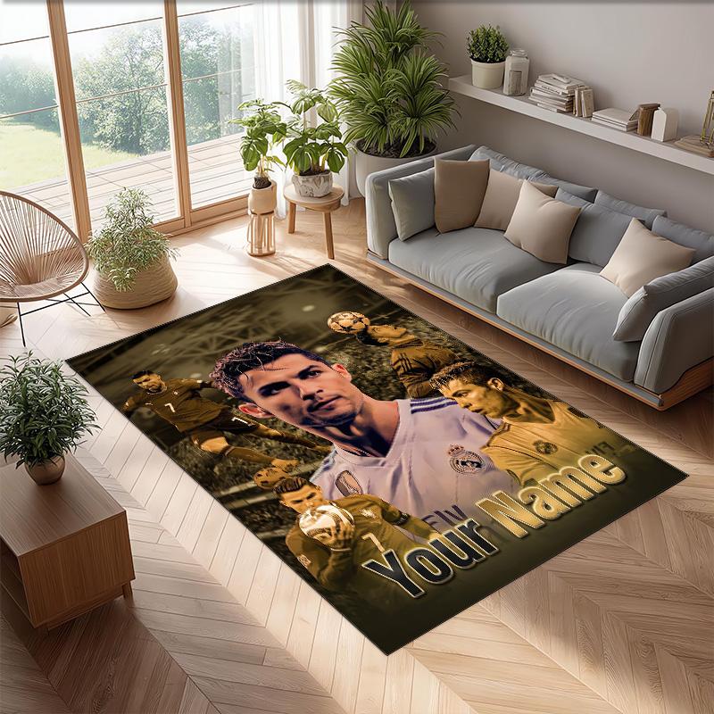 Cristiano Ronaldo Bedruckter Kristall-Samt-Teppich Rutschfester Kristall-Samt-Teppich für Sofa Schlafzimmer Innenbereich Heimdekoration
