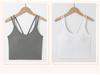 Summer Double Strap Cropped Camisole - Comfortable Solid Color Vest with Built-in Bra & Stylish Back Design