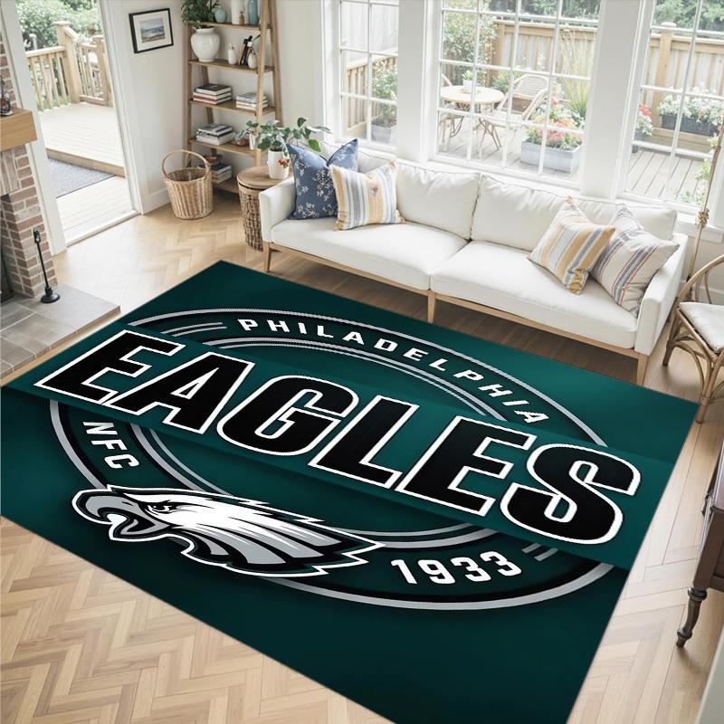 Philadelphia Eagles Design Kristall-Samt-Teppich Gemütlich Nicht?Rutschfester Teppich mit Aufdruck für Schlafzimmer Wohnzimmer Eingang