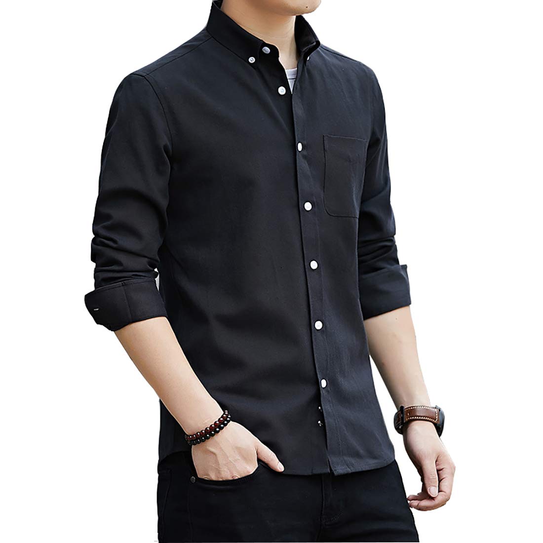 

Long Sleeve Oxford Solid Solid Size M [foveitaa] Men s Shirt, Casual, Business, Simple, Stylish, Color, Spring, Autumn, Winter, Sweat-Wicking,