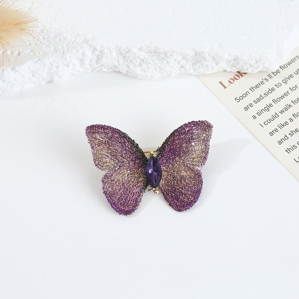 Embroidered Fabric Butterfly Brooch