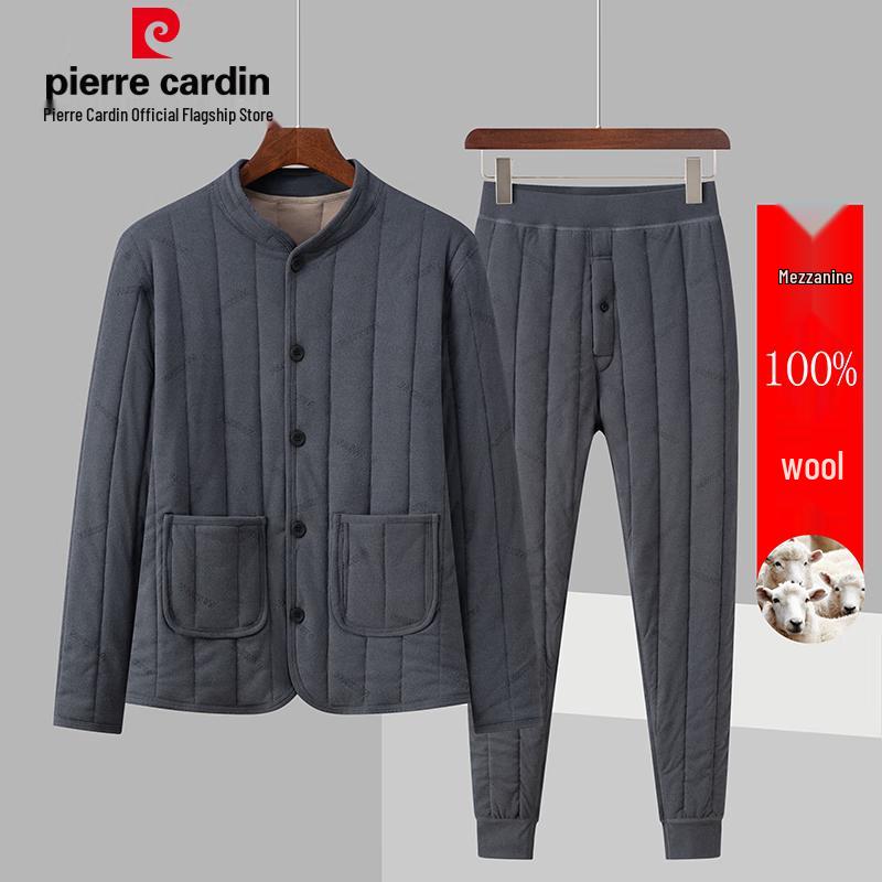 Pierre Cardin Mid-Aged & Elderly Wool-Lined Warm Padded Cardigan Jacket