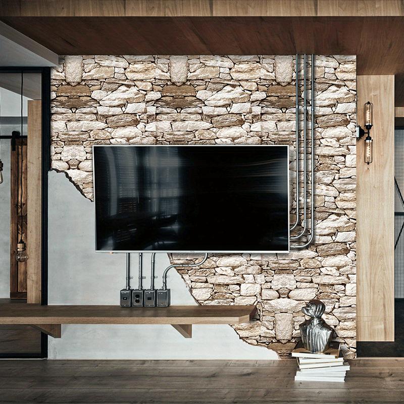 5m Nostalgic Retro Brick Wallpaper (1 Roll) – Self-Adhesive, Removable for Entrance Bar, Live Background Wall, Cabinets & Decor