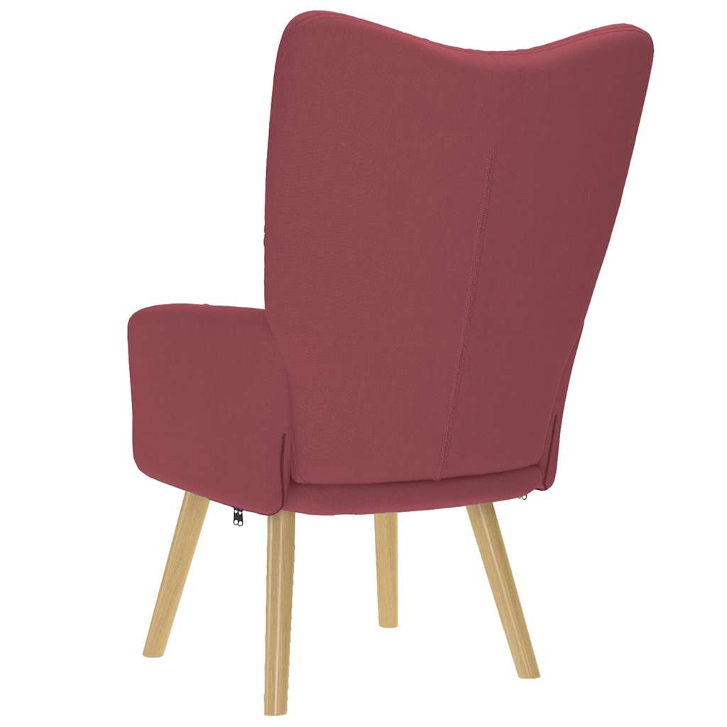 Armchair, Wine Red, Upholstered In Fabric