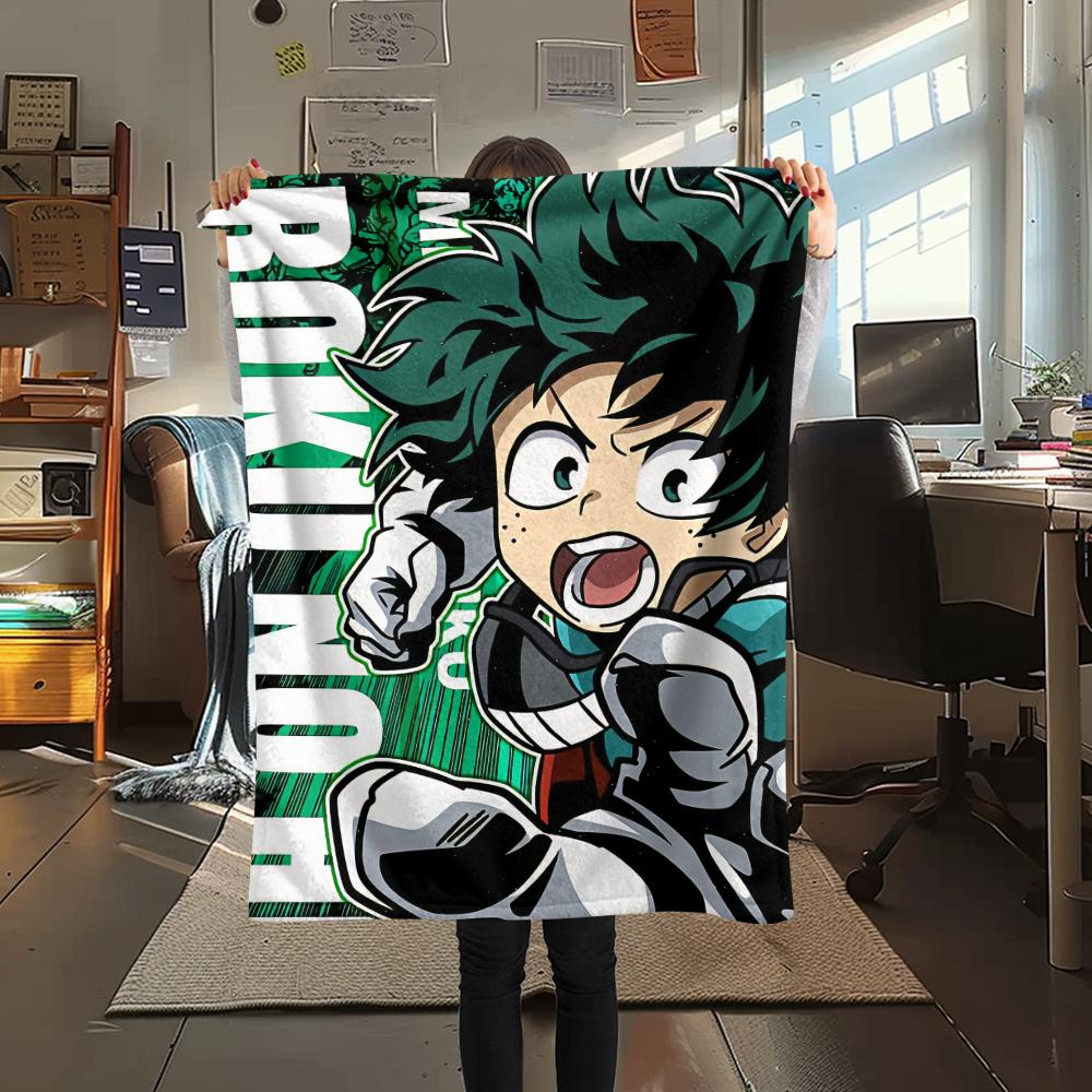 My Hero Academia Character Pattern Flannel Blanket, High Quality Comfortable for All Seasons, Home Decor, Warmth and Comfort, Perfect for Gifts.