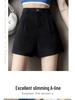 Women's High Waist Slimming Black A-line Suit Shorts for Spring 2026 - Versatile Wide Leg Quarter Pants
