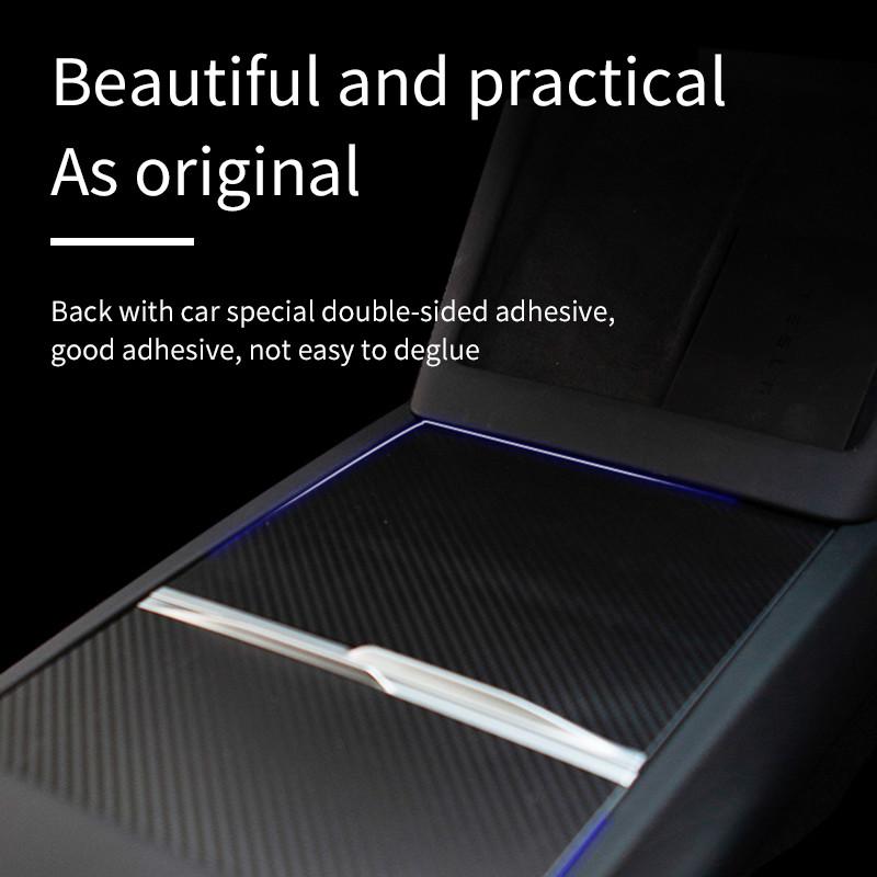 Heenvn For Tesla Model 3 Highland Model Y Juniper Model YL 2026 Center Console Panel PC Decor Cover Adhesive Trims Car Interior