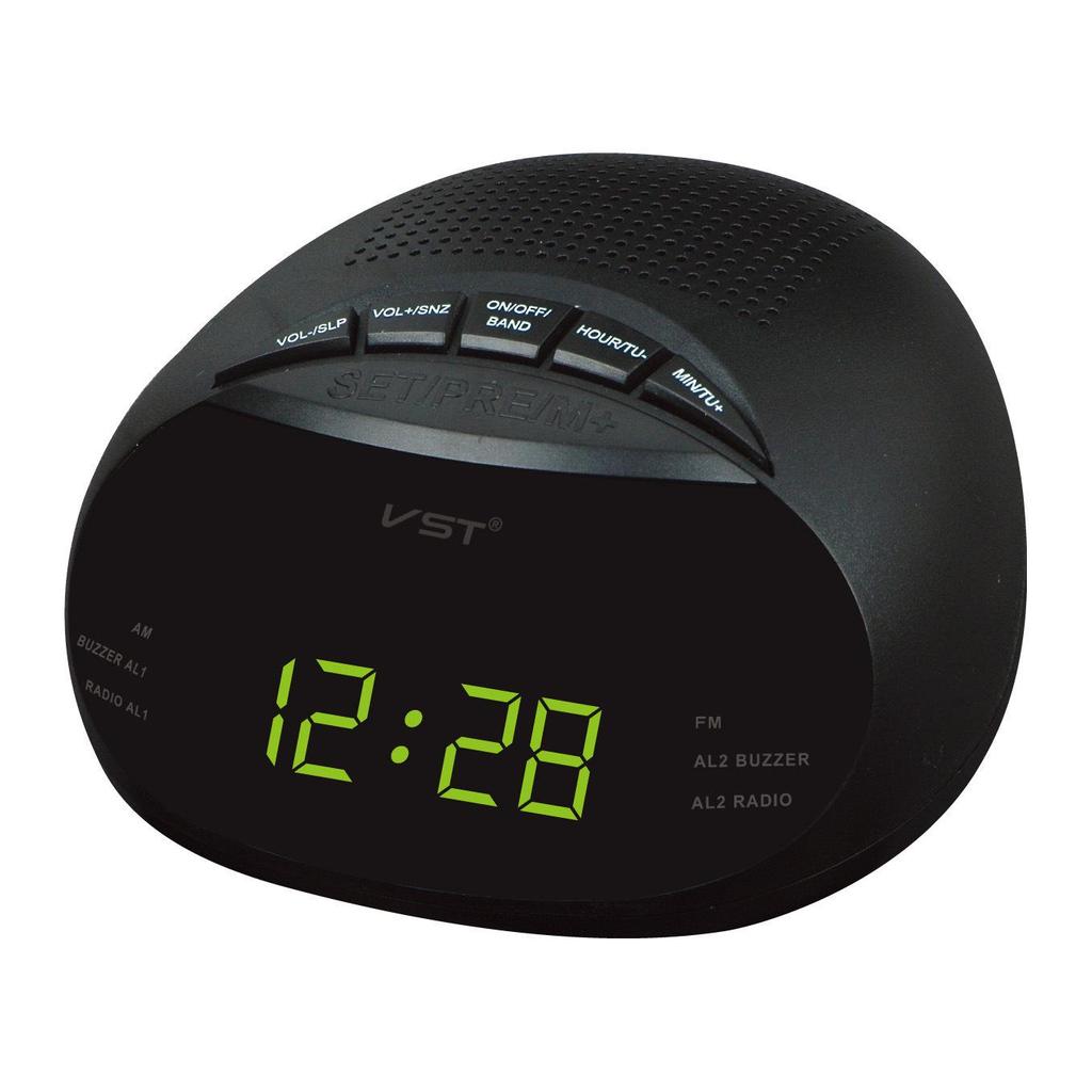Dual Channel AM/FM LED Clock Radio with Alarm Functions
