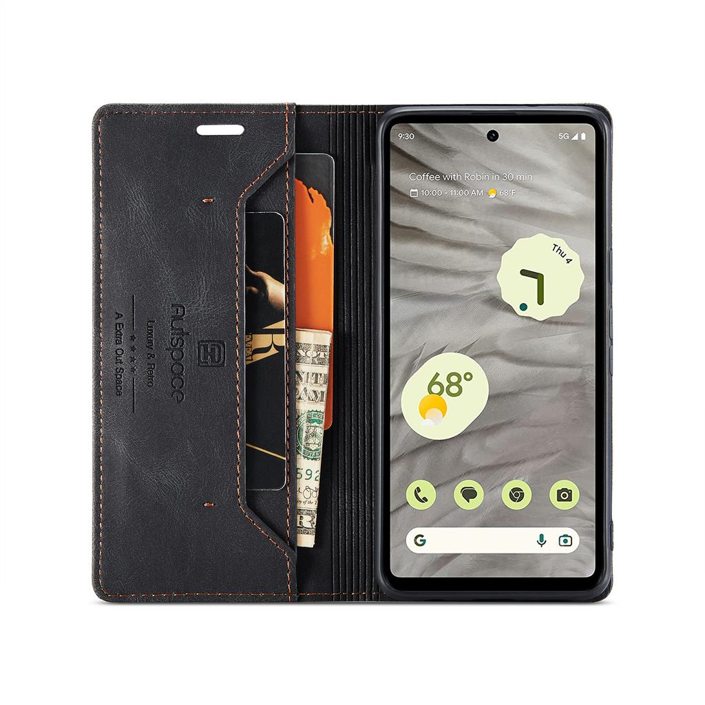 For Google Pixel 7a Wallet Case AUTSPACE A01 Leather Stand Cover with RFID Blocking Card Holder