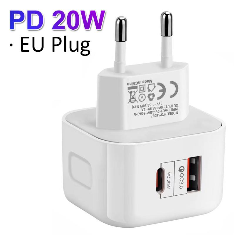 Încărcător USB C PD 20W Încărcare Rapidă Încărcător Quick Charge 3.0 pentru Mufă UE UK SUA Adaptor Tip C pentru iPhone 15 Xiaomi Samsung