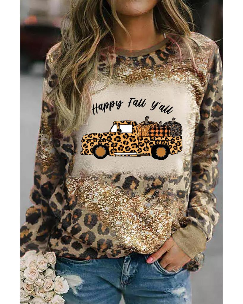Azura Exchange Leopard Tie Dyed Pumpkin Truck Graphic Top