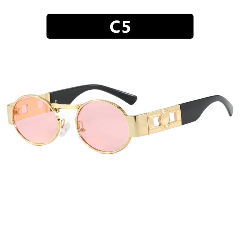 

Retro oval small frame sunglasses new personalized European and American ins sunglasses anti-ultraviolet sunglasses women as shown