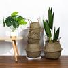 Retro Wicker Woven Seagrass Belly Baskets Planter Pot Foldable Straw Laundry Toys Sundries Organizer Baskets Home Boho Decor