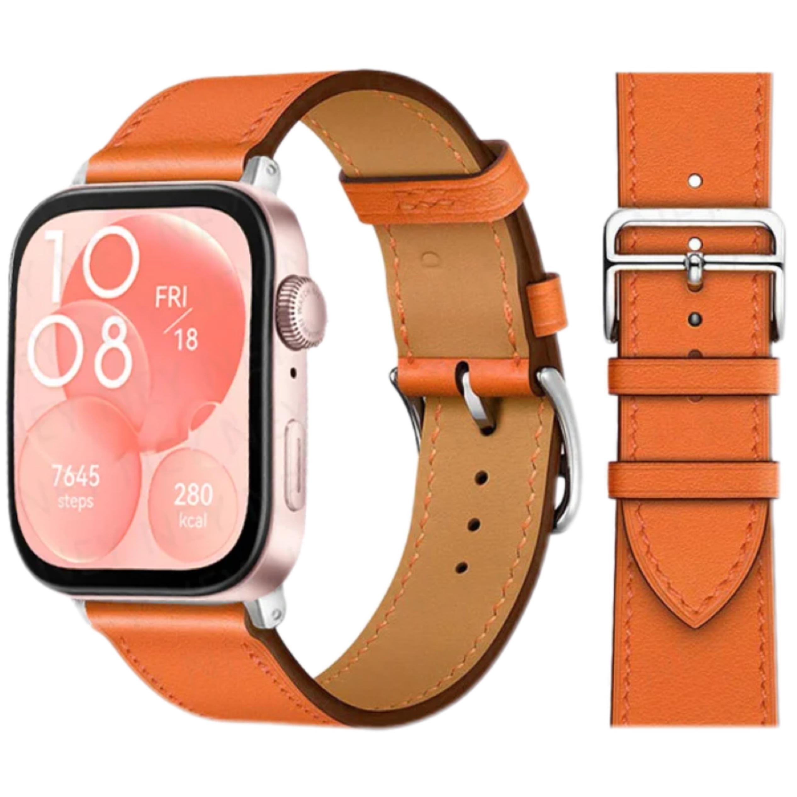 

Кожаный ремешок для Huawei Watch Fit 4 Pro, ремешок для смарт-часов, сменный спортивный браслет в стиле ретро, correa Huawei Fit 4 3 2 1, аксессуары For huawei Fit 3 оранжевый