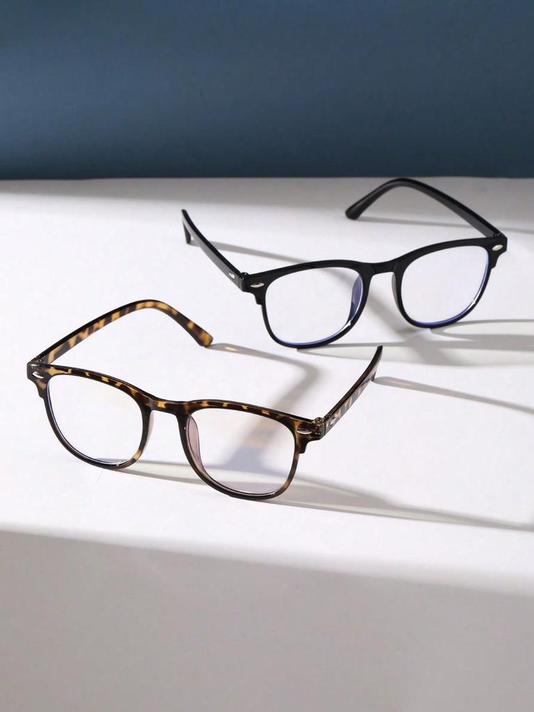 2PCS Women Anti-Blue Light Clear Glasses Plastic Fashion Men Square Frame Eyeglasses For Daily Life Accessories.