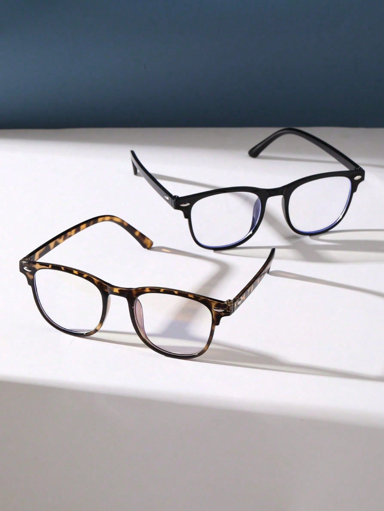 

1PC/2PCS Trendy Pentos Plastic Spectacle Frame Frame Anti-Blue Light Clear Eyeglasses For Daily Office Reading Life Eye Protection Accessories