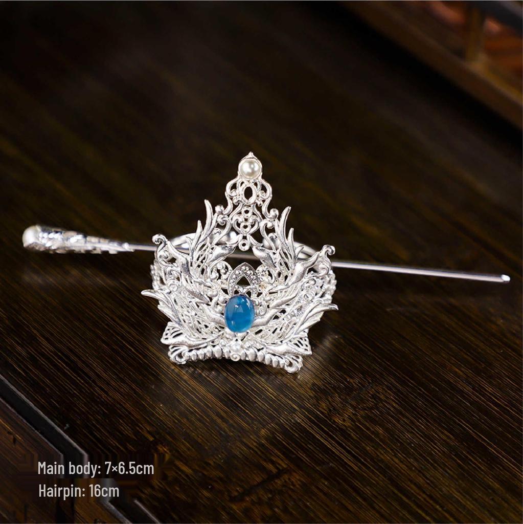 Handmade Wuxia Style Unisex Hair Crown Tiara and Hairpin