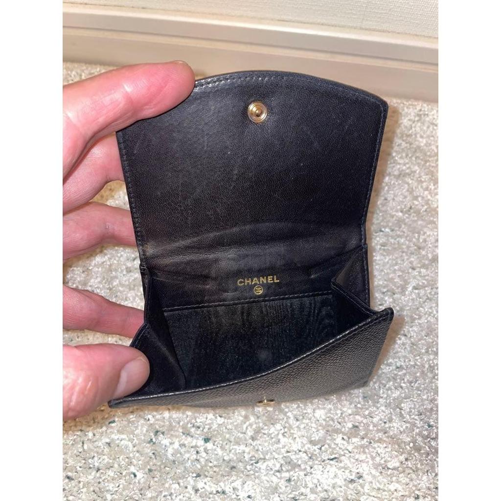 Used CHANEL Bi-fold Wallet Black Caviar Skin